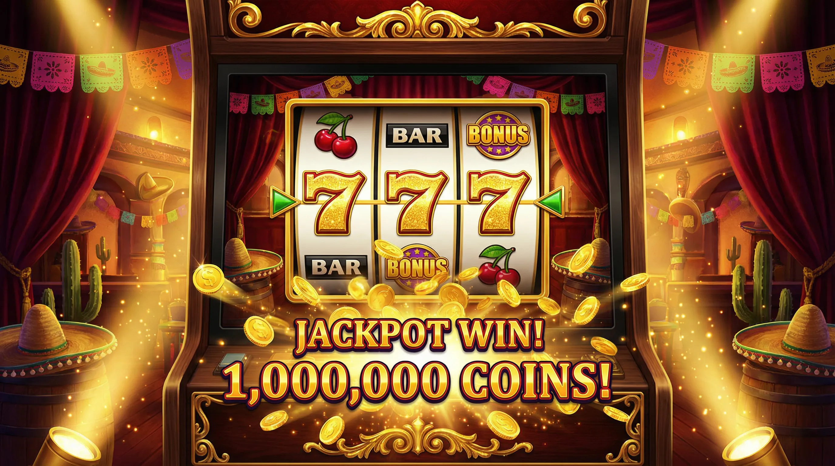 Tragamonedas 777 con jackpot explosivo y símbolos de la suerte